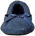 Isotoner Women's Terry Ballerina Slipper with Bow for Indoor/Outdoor Comfort, Navy, Large / 8-9 Regular US