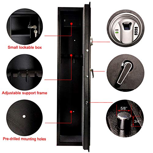 Moutec Electronic Rifle Safe, Quick Access 5-Gun Large Metal Rifle Gun Security Cabinet (with/Without Scope) with Separate Pistol/Handgun Lock Box (Electronic Black)