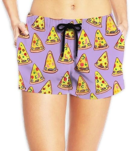 Funny Pizza Pattern Women Color Fashion Swimwear Volley Pants Pocket
