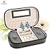 JL LELADY JEWELRY Small Jewelry Box Travel Jewelry Case Portable PU Leather Jewelry Boxes with Mirror for Women Girls (Black)