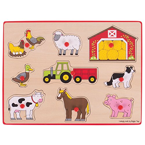 Bigjigs Toys Chunky Lift Out Puzzle - Farm, Multicolored