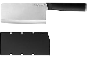 KitchenAid Classic Cleaver Knife with Custom Fit Blade Cover, 6 inch, Sharp Kitchen Knife, High Carbon Japanese Stainless Ste