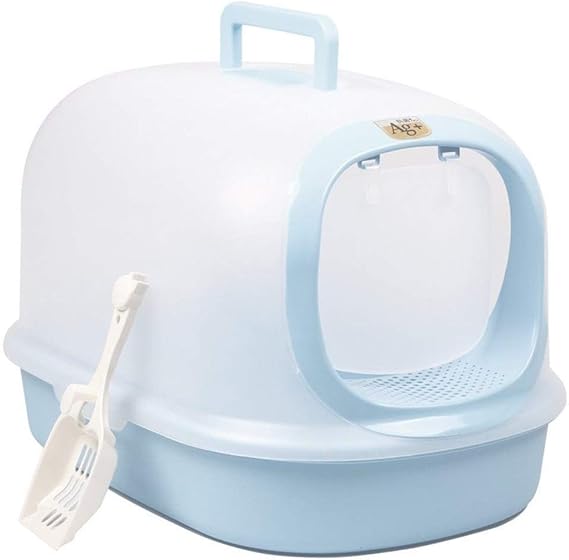 Cat Litter Box Hooded Double Layer AntiSplash Sifting Front Flap Door Cat Litter Tray With