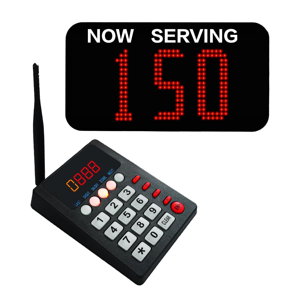 CYSSJF Queue Calling System | 3-Digit Ticket Number Caller & Queue Management | For Restaurant/Deli Counter/Clinic/Admissions Office/Takeaway/Waiting Area|1x Electronic Number Display +1xKeypad