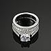UOKOHO 2pcs Womens Wedding Engagement Bands Ring Sets 18K White Gold Plated Princess (8)