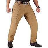 WHITEDUCK Men's Tactical Pants Ripstop Stretch Water Resistant with 13 Pockets Cargo Work Pants- Military Hiking Outdoor…