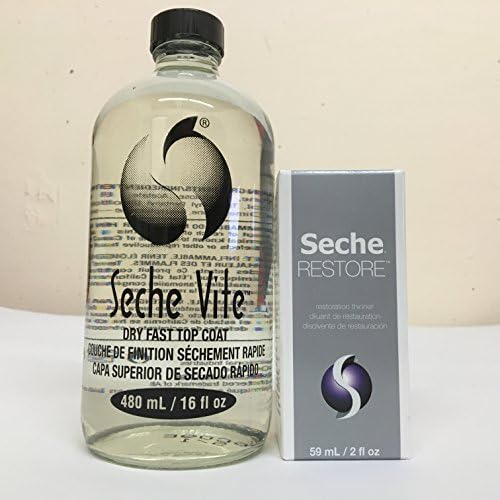 Seche Vite Dry Fast Top Coat 480 mL/16 fl oz + FREE Seche Restore(Restoration Thinner) by American International Industries