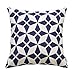 Slow Cow Canvas Embroidery Decorative Throw Pillow Cover Navy Blue Cushion Cover for Living Room 18 x18 Inches