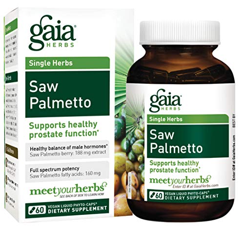 Gaia Herbs Saw Palmetto, Vegan Liquid Capsules, 60 Count - Prostate Health Supplement for Healthy Male Hormone Balance, Berry Supercritical Extract, Full Spectrum Potency