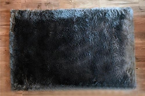 Machine Washable Faux Sheepskin Grey Rug 4' x 6' - Soft and silky - Perfect for baby's room, nursery, playroom (4' x 6' ft Grey)