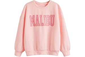 SheIn Girl's Cute Graphic Sweatshirt Long Sleeve Letter Print Pullover Shirt Tops Crewneck Drop Shoulder Sweatshirts