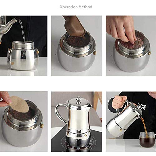 Zidao Espressokocher, 6 Tassen Moka Kaffeekanne Italienische Kaffeemaschine Für Cappuccino Oder Latte, 450ML – Bild 5
