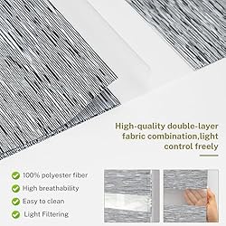 Moonice No Drill No Tools Cordless Zebra Blinds for