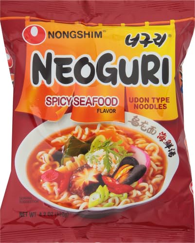 NONG SHIM RAMEN NOODLES, GOURMET INSTANT RAMEN, PREMIUM MICROWAVABLE NOODLE SOUP, NEOGURI SPICY SEAFOOD, 4.2 OUNCE (PACK OF 1)