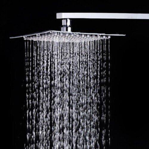 ZEYA Pray Combo of Stainless Steel Ultra Slim Shower 8 x 8 Inch Overhead Shower and 18 inches Shower Arm (Silver)