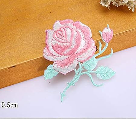 MY.SPORT Bügelaufkleber, Rosen-Blumen-Motiv, für Kleidung, Accessoires, Schuhtasche, Accessoires, Stickerei