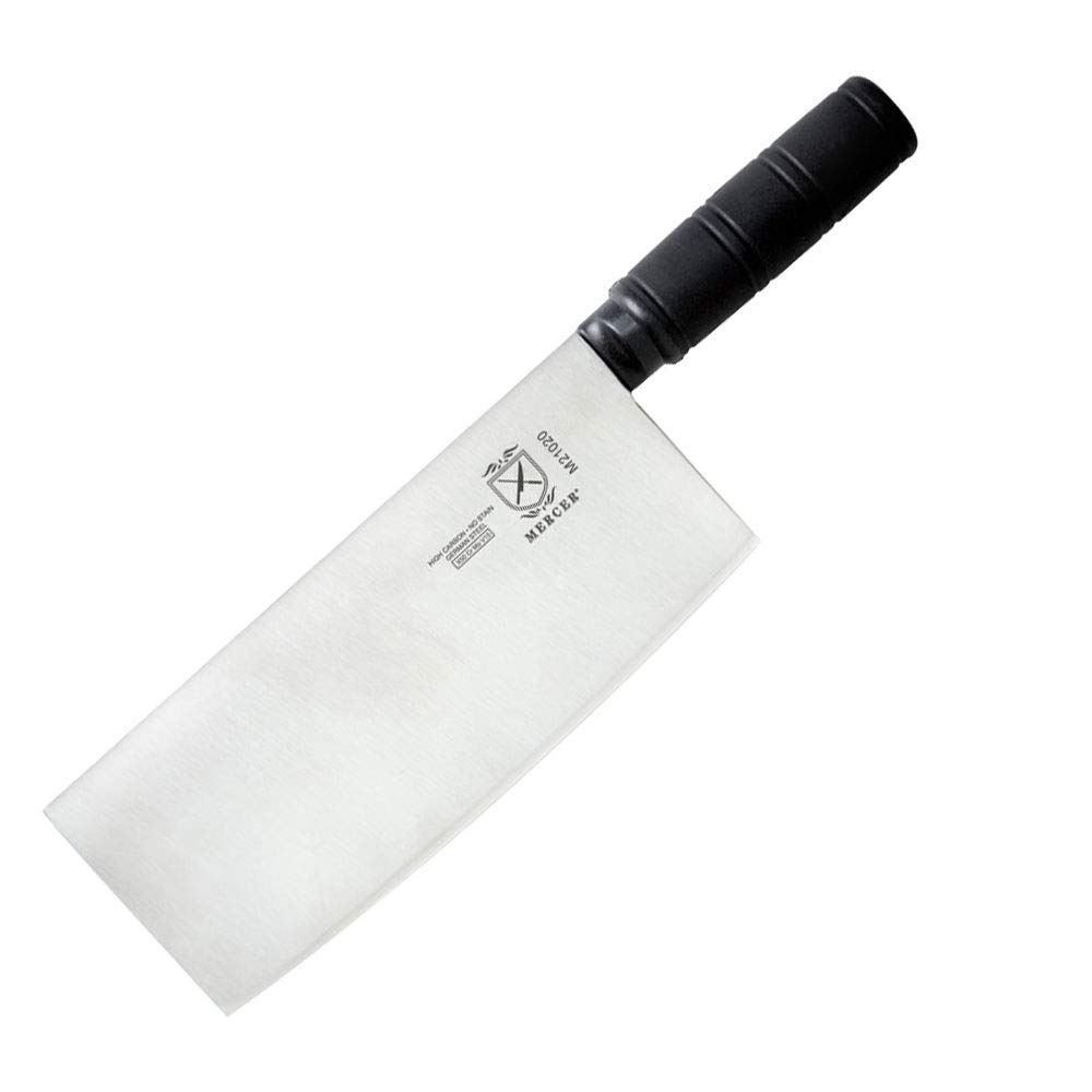 Mercer Culinary Chinese Chef's Knife M21020 Stainless Steel, Black (Rubberized Handle), 8-Inch Chef's Knife