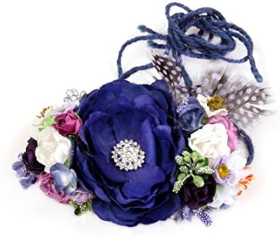 DIY Paper Flower Crown Headband Kit - Flowers Stamens Embellishments Felt Circles Jute Thread - Purple