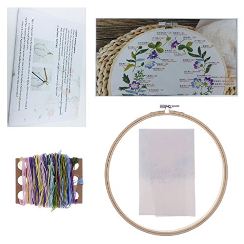 Embroidery Kit for beginners, Gift Set, Garland-Purple Design (No Frame)