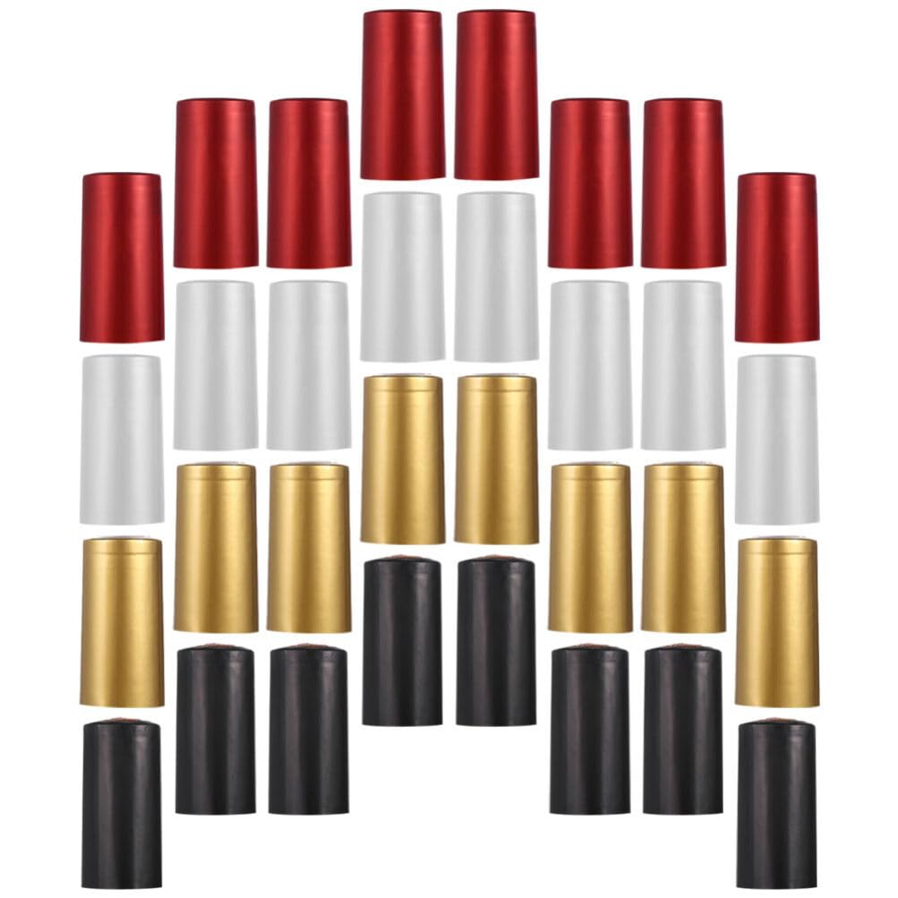 BESTonZON Wine Bottle Heat Shrink Caps 200 PCS Assorted Colours PVC Seal Wraps for Home Winemaking & Wineries – T-Shape Cork Stopper Covers