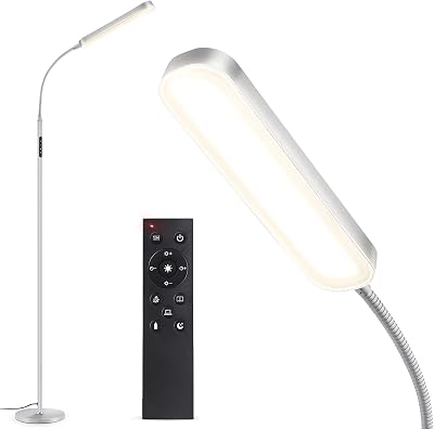 OUTON LED Floor Lamp 15W 1500LM Dimmable Remote & Touch Control Silver Grey