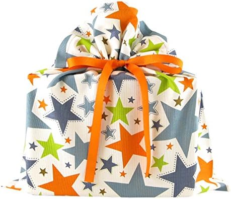 Stars II Reusable Fabric Gift Bag for Birthday, Graduation, or Any Occasion (Medium 17 Inches Wide by 18.5 Inches High)