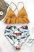 CUPSHE Women's Rambling Rose High-Waisted Push Up Bikini Set, Yellow, Large