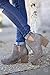 FISACE Womens Cute Cowboy Bootie Closed Toe Slip On Stacked Low Heel Western Ankle Boot