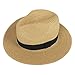 Lanzom Women Wide Brim Straw Panama Roll up Hat Fedora Beach Sun Hat UPF50+ (A-Brown)
