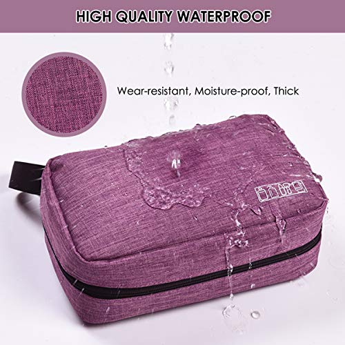 Hanging Toiletry Bag, Hizek Portable Travel Toiletry Bag Waterproof Large Capacity Cosmetic Organizer for Women with 4 Compartments & 1 Sturdy Hook,Perfect for Travel/Daily Use (Fuchsia)