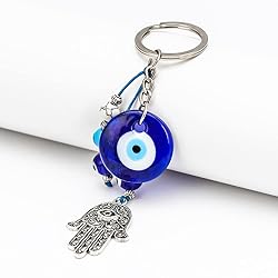 Dinaauto Turkish Evil Eye Keychain Handmade Alloy