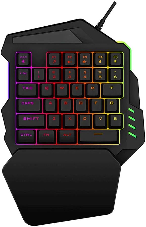 Yunyin Mechanical USB Wired Gaming Keyboard – Customised Lighting with Multimedia Function Keys – Ergonomic Design – for PC, Laptop