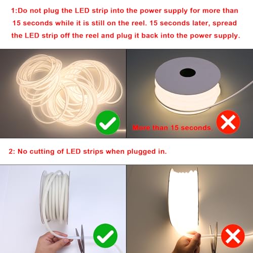 BENLUN 220 V COB LED Strip Outdoor Waterproof 30 m, 4000 K Natural White Flexible Cuttable LED Strip 300 W CRI 90+ Without Transformer, for Bedroom, Gaming, Office, Outdoor Pergola