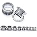 6pcs Stainless Steel Screw Tunnels Ear Plugs Stretcher Expander Body Piercing12g-3/4