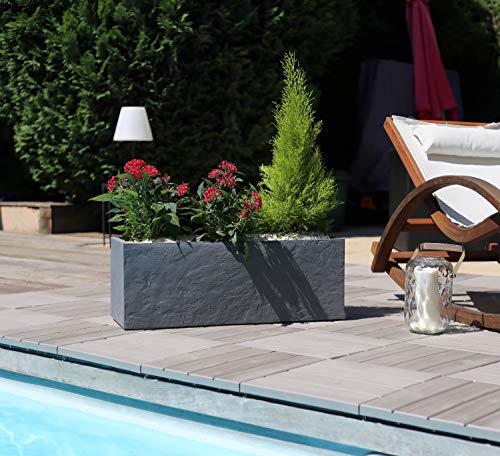 EDA - Blumenkasten Volcania'Up 57 l – Dekor Steinoptik – einwandig – Wasserspeicherzone – 79,5 x 29,5 x 29,5 cm… – Bild 3