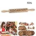 Wood Rolling Pins for Baking Embossed Professional Dough Roller for Cookies with Patterns(16.9