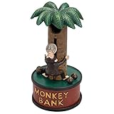Bits and Pieces - Monkey Up A Tree Father's Day Cast-Iron Mechanical Bank - Novelty Personal Coin Bank for Animal Lovers and Collectors - Gift for Dad
