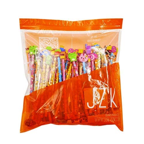 JZK 50 x Wooden Graphite Pencils Set with Cartoon Rubber erasers for Kids Children Party Favours give Away Thank You Gift Party Bag Filler Birthday for Boys Girls - Thumbnail 6