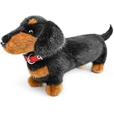 JUSTQUNSEEN Dogs Stuffed Animals,16&rdquo;Dachshund Stuffed Animals Toys Plush Dog Stuffed for Kids,Girls,Boys,Pet,Soft Cuddly Plush Toy Realistic Dog Toys as Birthday Gift (dog-1collar)