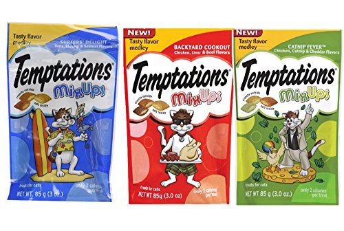 Temptations Cat Treats MixUps Variety Pack - 3 Flavors (Backyard Cookout, Surfers Delight, & Catnip Fever) 3 Pouches - 3 Oz Each