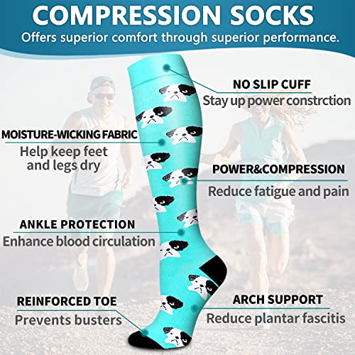Bluemaple 6 Pack Copper Compression Socks for Women and Men Circulation