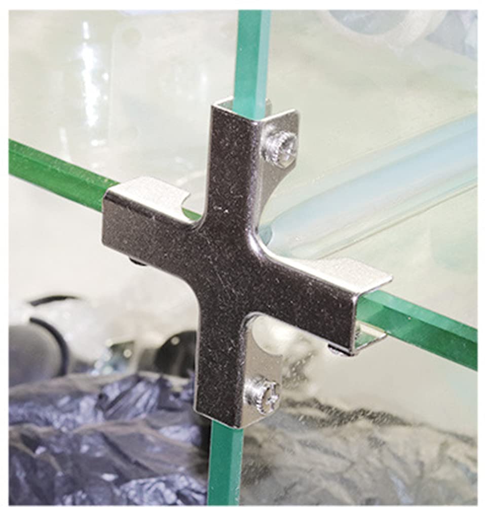 Glass Clamp,+-Shaped Glass clamp Stainless Steel Glass Support Bracket, Suitable for 8-10mm Glass