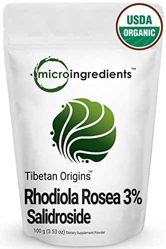 Micro Ingredients Pure Organic Rhodiola Rosea Powder - Improve Brain Energy & Stress Relief (100 grams). Vegan Friendly !