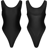AMORESY Tempest Super High-Leg Thong Swimsuit Leotard for Women &ndash; Glossy Stretch Spandex One-Piece, Extreme Cut Back