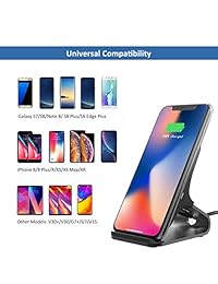 PowerWave Cargador inalámbrico, certificado Qi 10W soporte de carga inalámbrica rápida compatible con iPhone X XS XR XS Max 8 8 Plus, Samsung Note 9, Galaxy S9 S9+ S8 S8+ Note8 S7 S7 Edge y todos los dispositivos con Qi activado