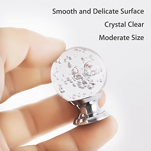 IFOLAINA 10 Pcs Crystal Cabinet Knobs Round Glass Kitchen Cupboard Drawer Dresser Bookcase Pull Handle with 3 Size Screws