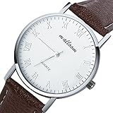 [Lightning Deals Price] Mostsola Luxury Business Men White Dial Brown Strap Quartz Watches