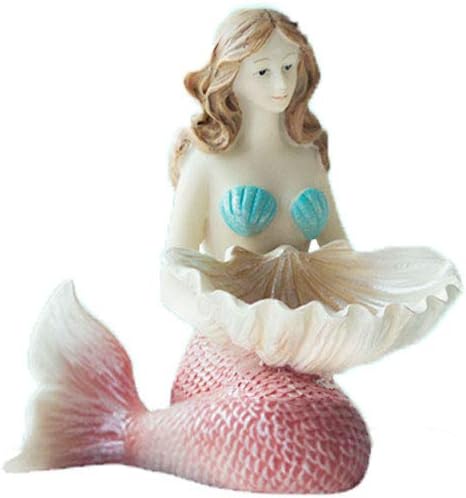WDRL Aquarium Ornament Accessories, Smiling Mermaid and Seashell Fish Tank Creative Underwater Landscape, Eco-Friendly Aquarium Decoration for Freshwater Saltwater