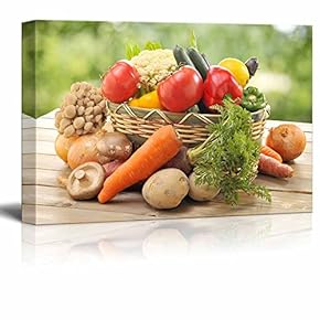 Canvas Prints Wall Art - Still Life Fresh Vegetables Photograph | Modern Wall Decor/Home Decoration Stretched Gallery Canvas Wrap Giclee Print & Ready to Hang - 12" x 18"