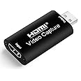 HDMI Video Capture Card, 4K HDMI to USB Capture Card Full HD 1080P 30fps, Record via DSLR, Camcorder, Action Cam for Live Str